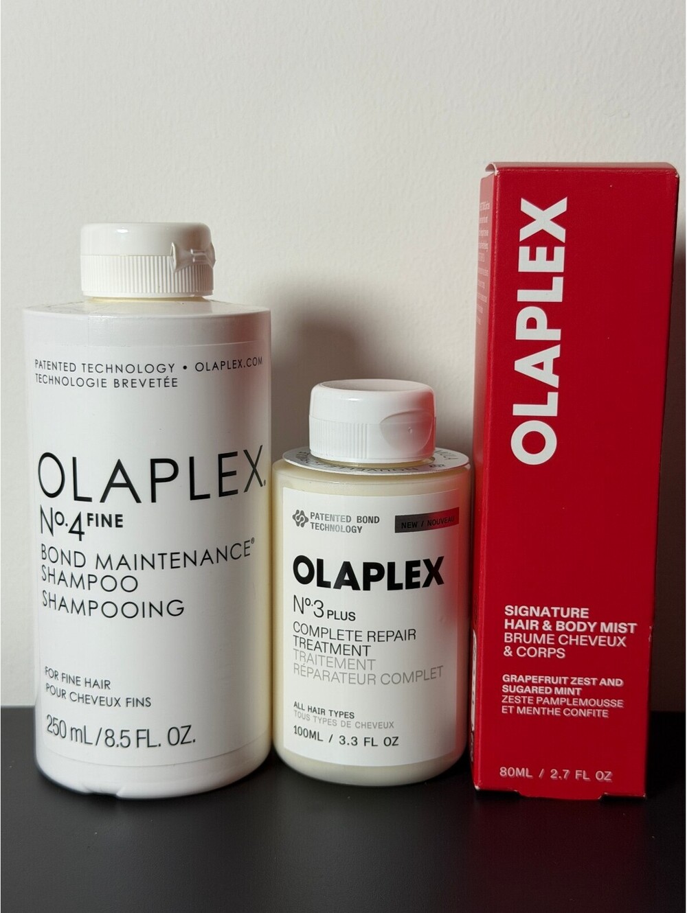 OLAPLEX No.4FINE Shampoo + No.3PLUS Repair Treatment + Hair Body Mist NEW